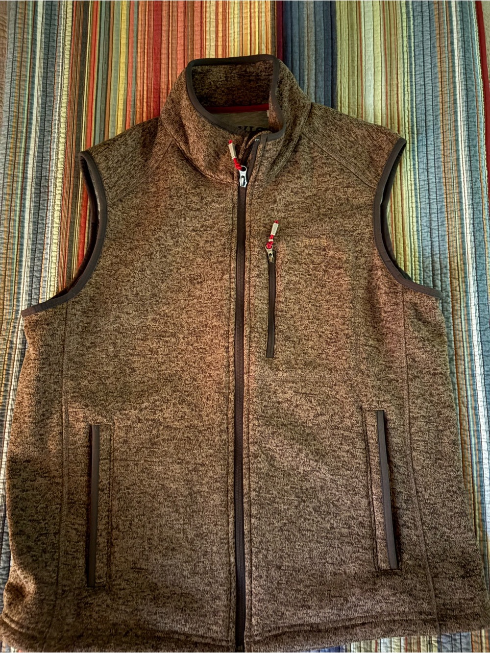 Orvis Men's Medium Heathered Brown Full-Zip  Vest